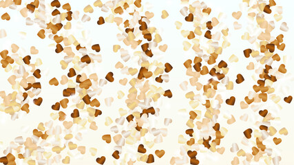 Realistic Background with Confetti of Hearts Glitter Particles. St. Valentine Day. Celebration pattern. Light Spots. Explosion of Confetti. Glitter Vector Illustration. Design for Banner.