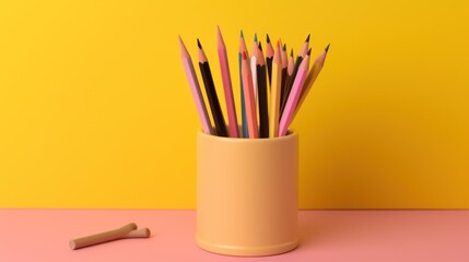 color pencils in a cup