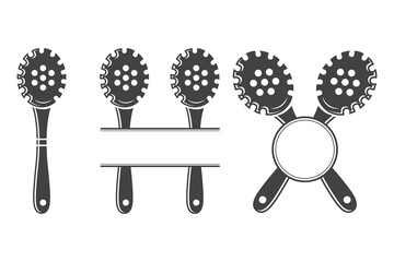 Wooden Spoon Monogram vector, Wooden Spoon Silhouette, Wooden Spoon Vector, Restaurant Equipment, Clip Art, Fork Spoon and Knife monogram, Vector, illustration