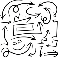 Set of hand drawn arrow