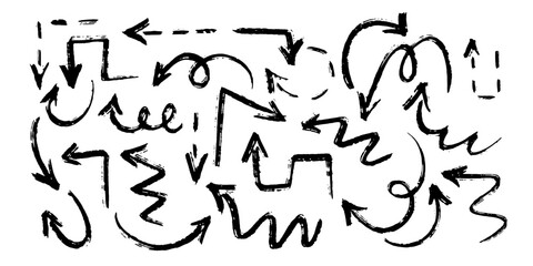 Set of Hand drawn arrow vector icons set. Sketch arrow design for business plan and education	