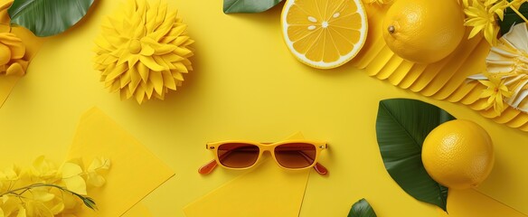 flay lay summer items background, Generative Ai