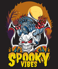 Fototapeta na wymiar Halloween illustration design, illustration tshirt design,spooky illustration,fall illustration.