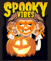 Halloween illustration design, illustration tshirt design,spooky illustration,fall illustration.