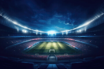 Football stadium at night, Generative AI