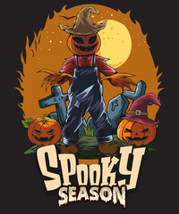 Halloween illustration design, illustration tshirt design,spooky illustration,fall illustration.