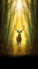 a deer with its antlers out in the sun Generative Ai