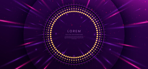 Abstract elegant purple background with circles overlapping and lighting effect sparkle.