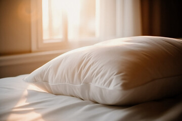 Pillow in bed, ai generated