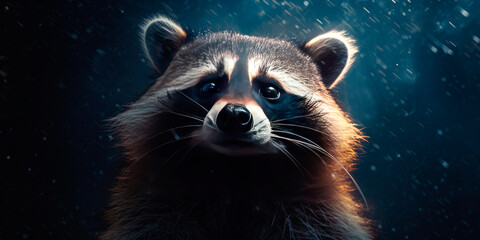 Fototapeta premium Wild raccoon in the forest. Procyon lotor. Generative AI