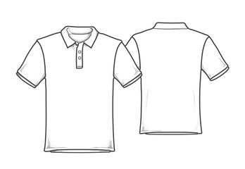 Polo shirt men technical fashion flat sketch template. Vector.