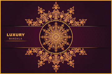 Luxury vector fashion mandala Arabic Islamic background with gold arabesque Pattern design template