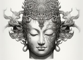仏陀の顔,Generative AI AI画像