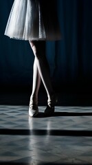 Plakat one long leg of a ballet dancer, postmodern fashion magazine cover style. generative AI