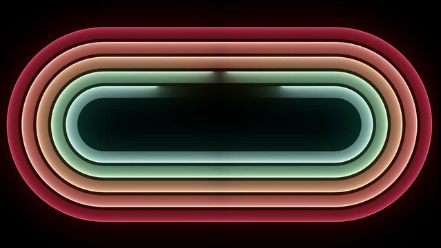  animation of retro lines color rainbow in circle shape and half circle