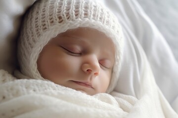 Fototapeta na wymiar Newborn baby in hospital blanket, Generative AI