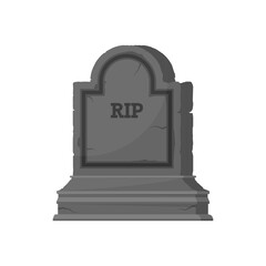 Gravestone. Old Tomb on white background. Concept cartoon gravestone. Halloween element. Vector Illustration.