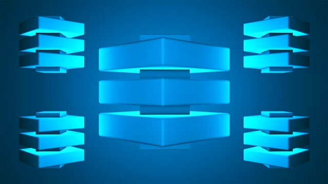 Broadcast Floating Spinning Blinking Hi-Tech Illuminated Compressed Cubes, Blue, Technology, 3D, Loopable, 4K