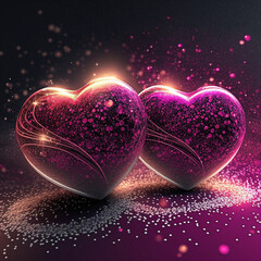 Fototapeta premium Background with pink hearts
