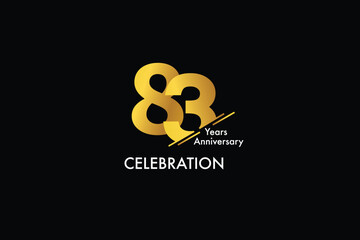 83th, 83 years, 83 year anniversary gold color on black background abstract style logotype. anniversary with gold color isolated on black background, vector design for celebration vector