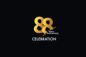 88th, 88 years, 88 year anniversary gold color on black background abstract style logotype. anniversary with gold color isolated on black background, vector design for celebration vector