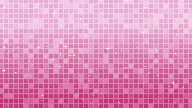 Pink gradation grid blinking with sparkling stars, 4K motion loop background.