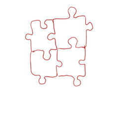 pink jigsaw puzzle pieces outline