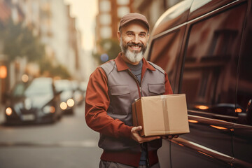 Illustration of happy male working as a courier