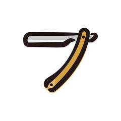 Barber's razor - Barber icon/illustration (Hand-drawn line, colored version)