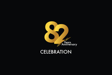 82th, 82 years, 82 year anniversary gold color on black background abstract style logotype. anniversary with gold color isolated on black background, vector design for celebration vector