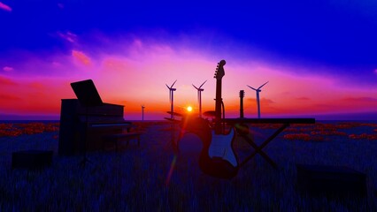 Fototapeta premium music instrument in the field