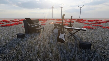 music instrument in the field