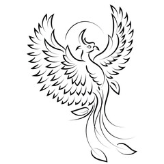 Beautiful And Elegant Phoenix Tattoo idea inspirational. Black And White Phoenix Tribal Tattoo design.