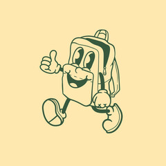 Vintage character design of a school bag