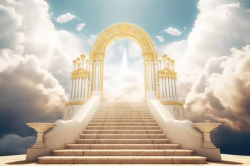 Foto op Canvas Illustration of stairs and gate of heaven © Kalim