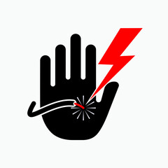 Electric Hazard  Icon. Dangerous, High Voltage Symbol.    