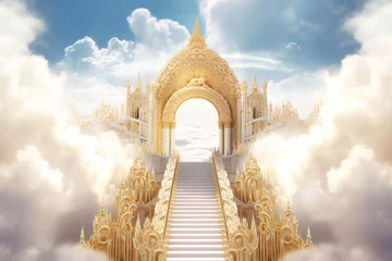 Fotobehang Illustration of stairs and gate of heaven © Kalim
