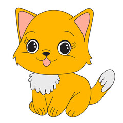 kitten ginger character sitting,isolated vector