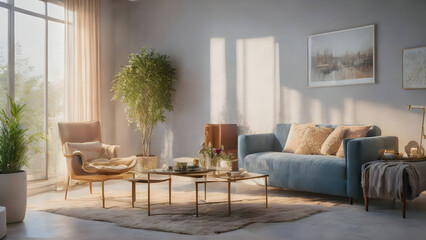 A beautifully furnished living room. - obrazy, fototapety, plakaty