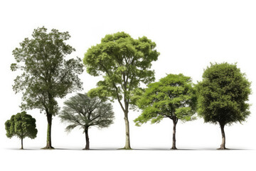 High definition collection Tree isolated on a white background, generative AI