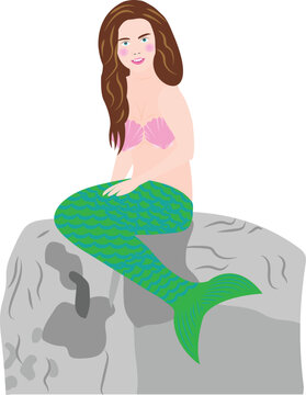 Mermaid sitting on rock vector image