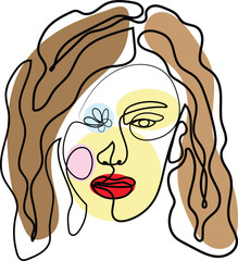woman face one line art vector