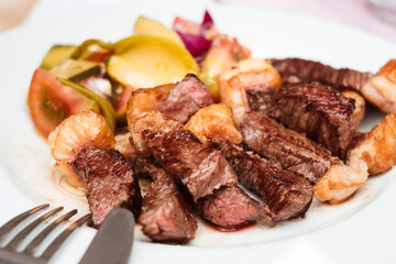 Grilled beef steak with vegetables
