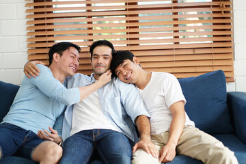 The complicated relationship of three men live happily together. gender diversity.