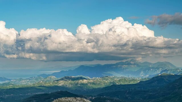 Timelapse: Panoramic view to Lovcen valley before rain