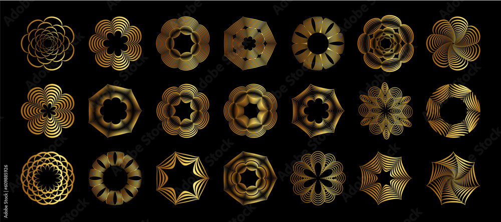 Wall mural a collection of elegant golden circles art deco frames and abstract geometric design templates, a lu