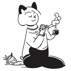 Cat with a glass of milk