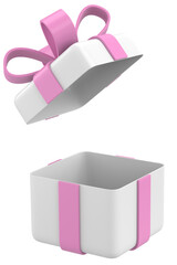 Opened gift box. 3D gift box. 3D illustration.