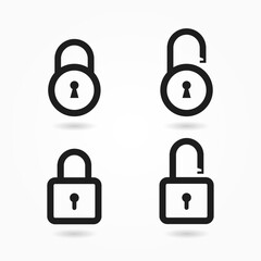 Lock vector icons set. Security symbol. Padlock pictogram