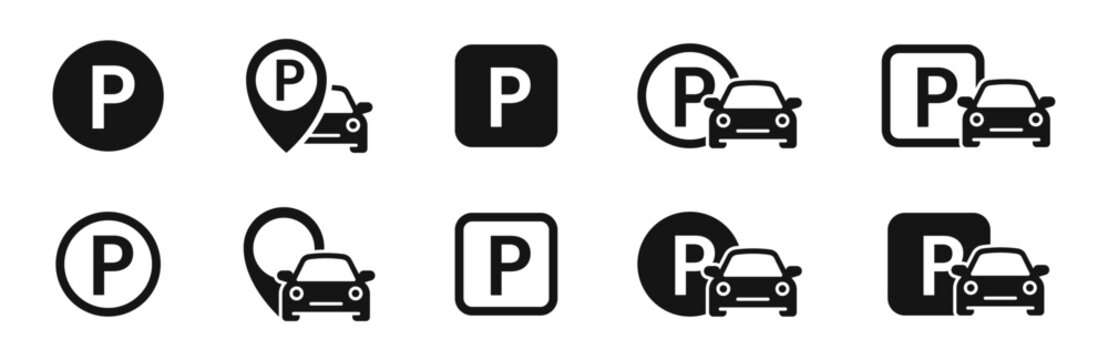 Car parking sign. Car parking vector icons. Parking sign set. EPS 10